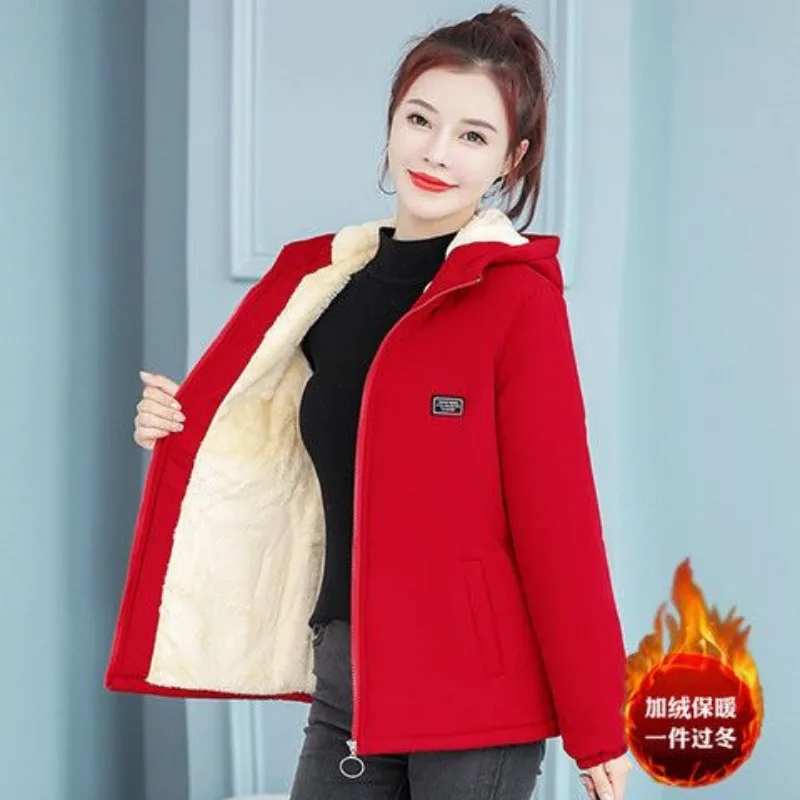 Fleece Jackets Autumn Winter Women Clothing Cold Parka Warm Thick Zipper Sweatshirt Cotton Coat Long Sleeve Windbreaker New