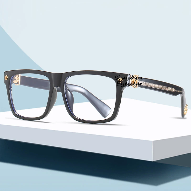 TR retro square frame eyeglasses men and women fashion trend anti-blue light flat glasses can be equipped with myopia