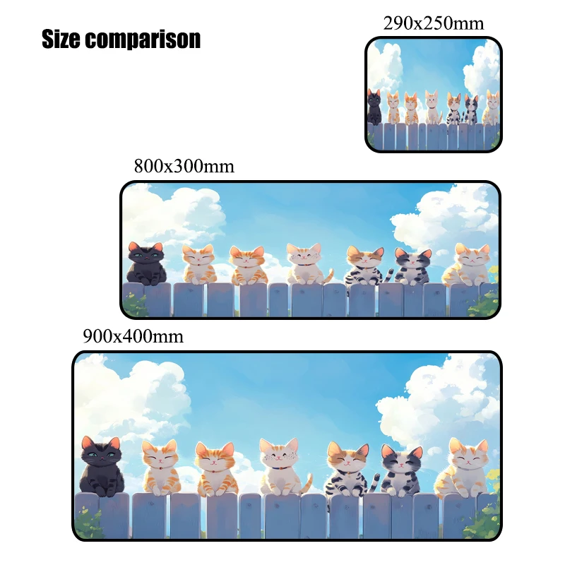 만화 고양이 게이밍 매트 데스크 패드 사무실 책상 용품 마우스 매트 러그 데스크탑 데스크 패드 귀여운 게이밍 PC 플레이매트 900x400