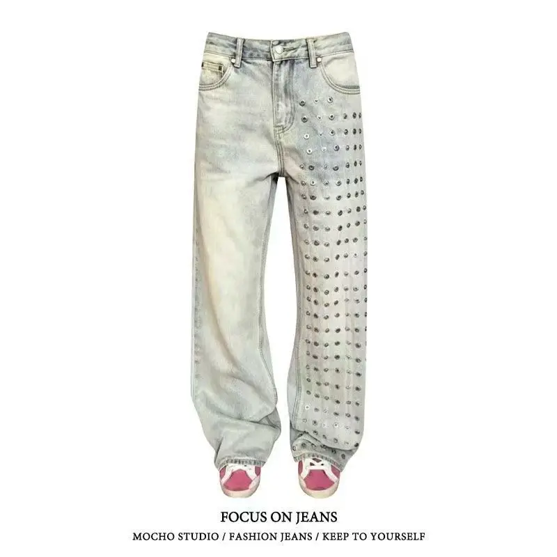 

American Retro Women's Jean Designer Baggy Denim Pants Y2K Japanese Harajuku Wide Fit Punk Long Trousers Fashion New Trend Jeans
