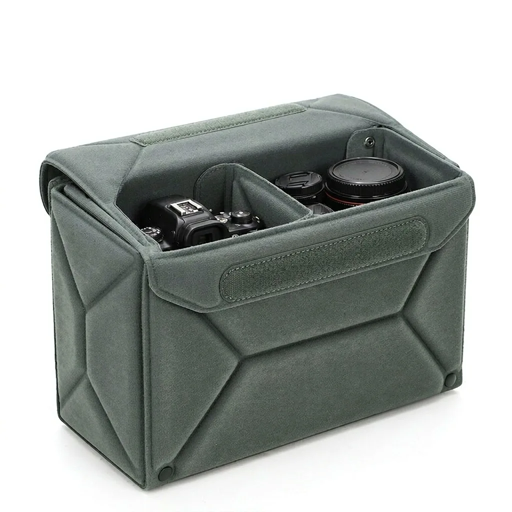 Multi Purpose Camera Insert Bag Foldable Padded Inner Case Organizer with Dividers for DSLR Mirrorless Camera Lens Storage