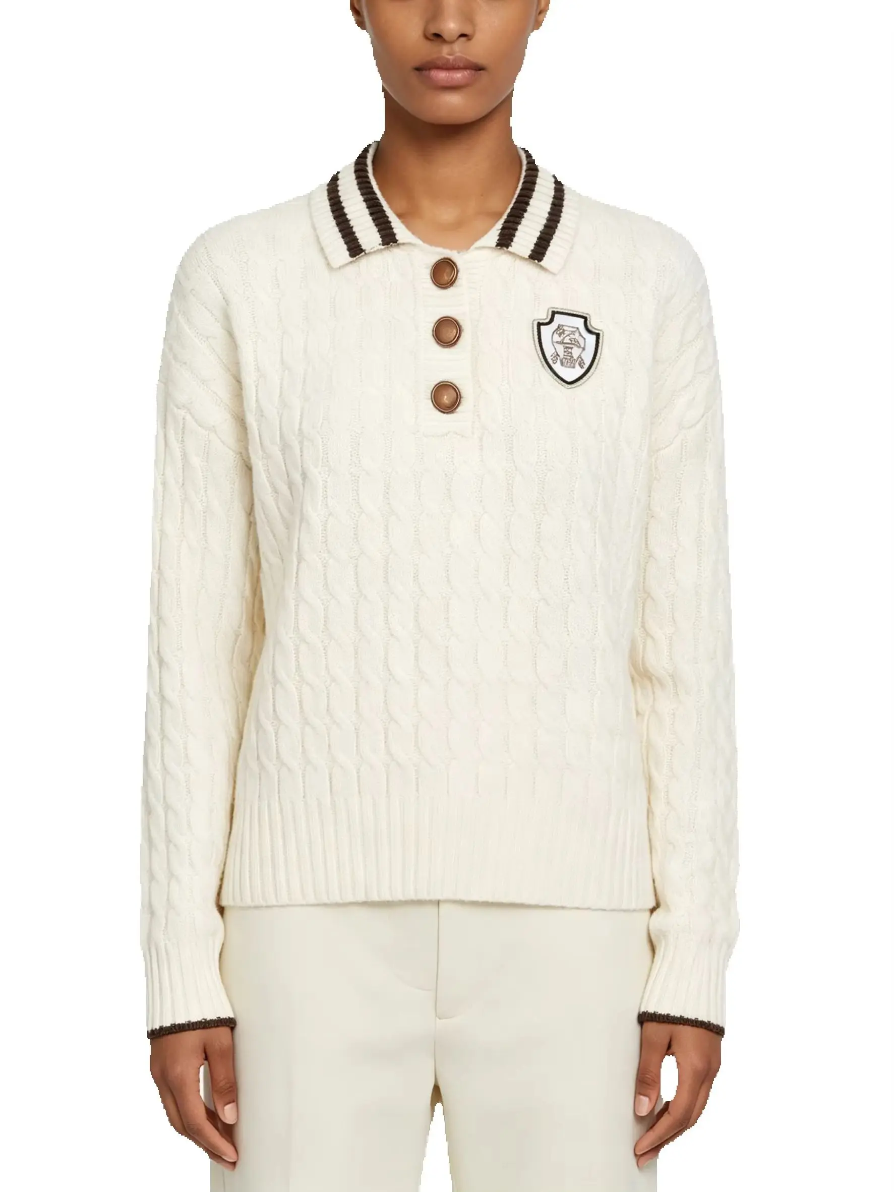 High Quality Autumn And Winter New Fashion Temperament Knitted Sweater Chest Badge Women's Pullover Sweater