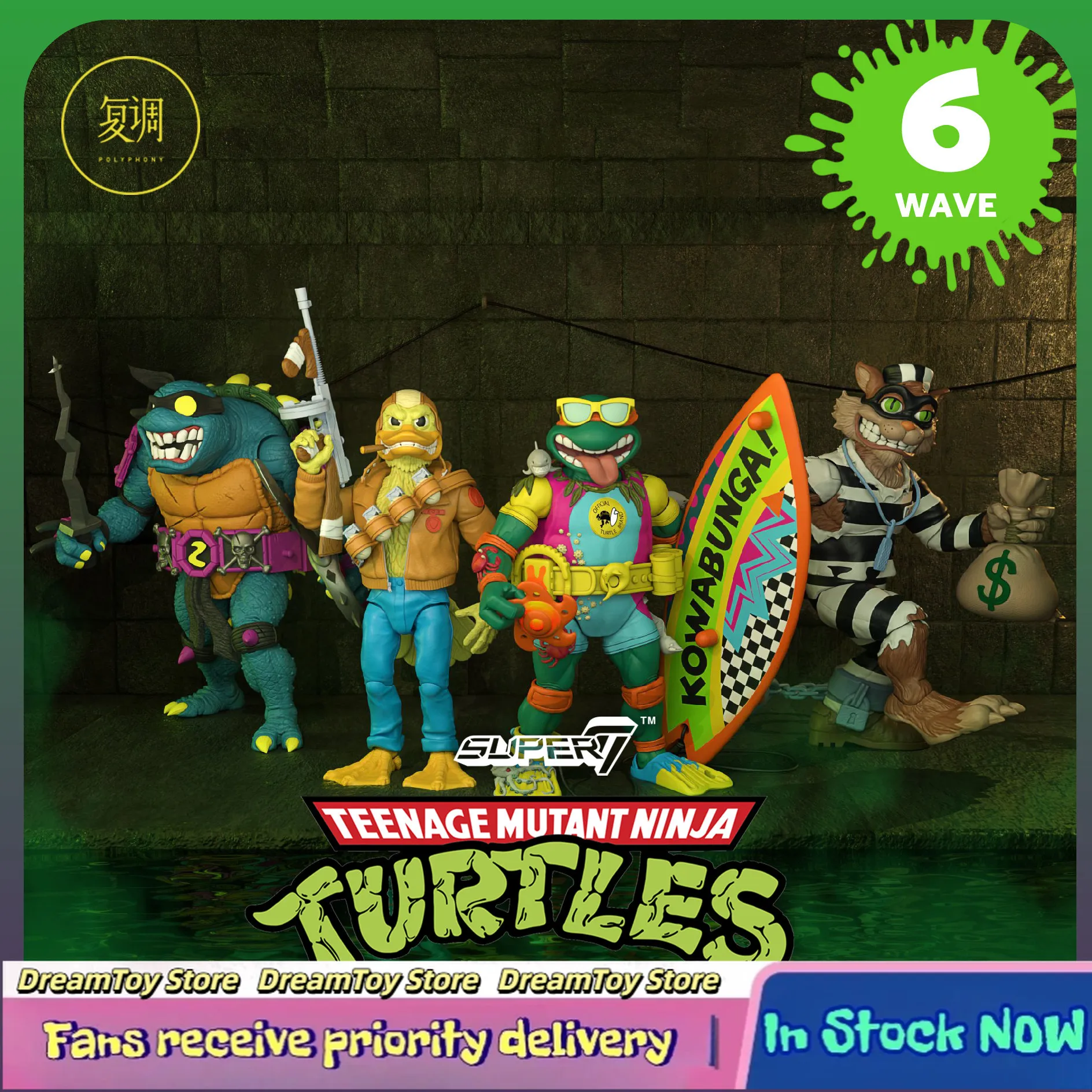 

【In Stock】Super7 T Eenage Mutant Ninja Turtles Ultimates Wave 6 - Sewer Surfer Michelangelo Slash & Mousers Animation Model Toys