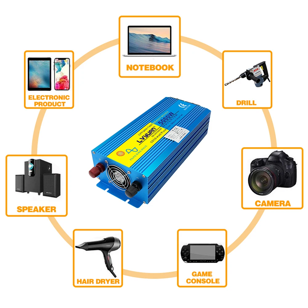 Inverter per auto a onda sinusoidale pura DC 12V a AC 220V convertitore di tensione 3000W 4000W 5000W EU Plug Power auto Inversor trasformatore