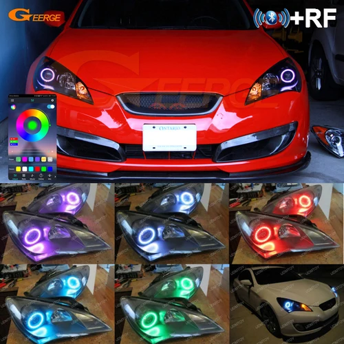 Para Hyundai Genesis Coupe 2009 2010 2011 2012 RF aplicación remota BT multicolor Ultra brillante RGB LED Angel Eyes Kit anillos de Halo