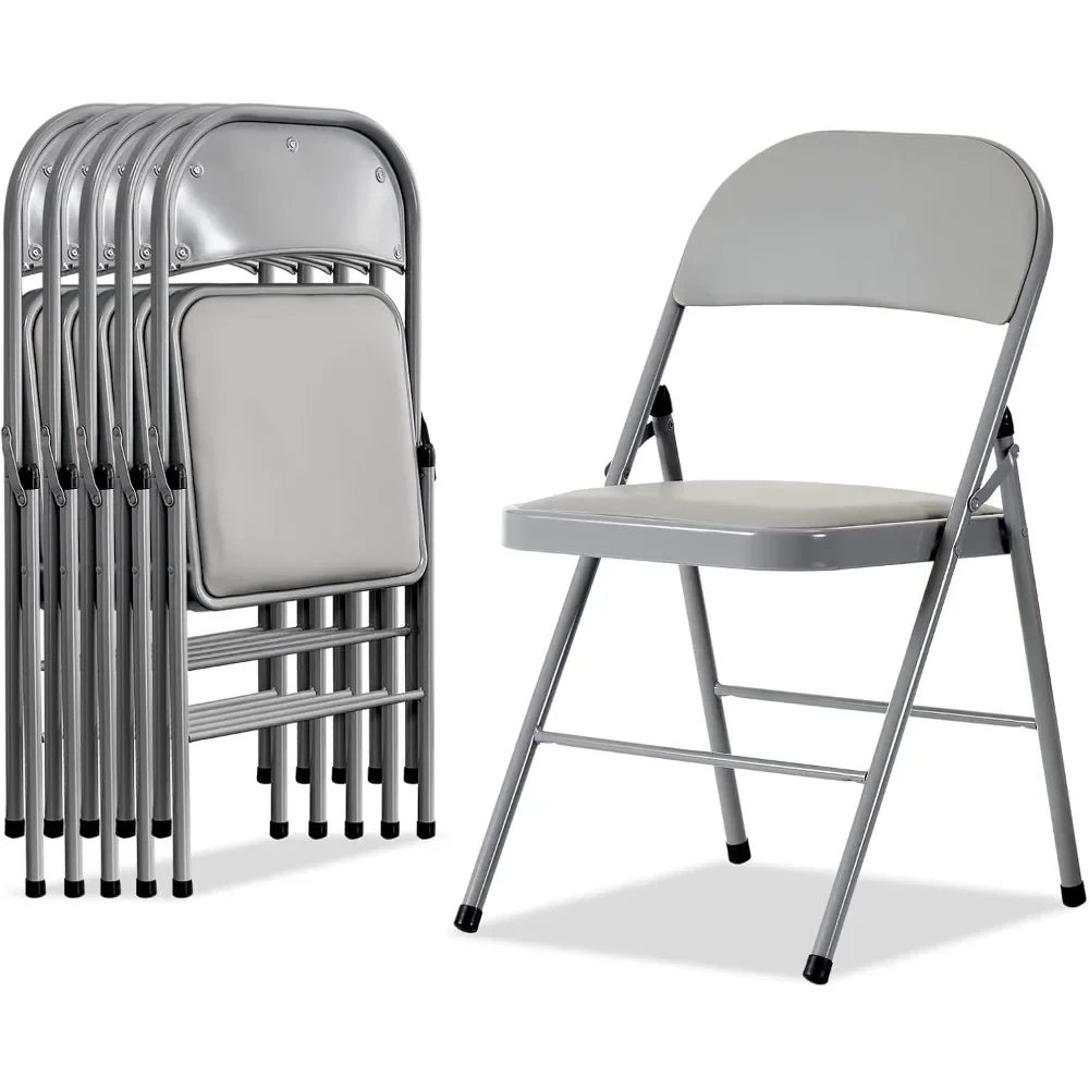 6 Pack Folding Chairs with Padded Seats for Outdoor & Indoor, Portable Stackable Commercial Seat with Steel Frame