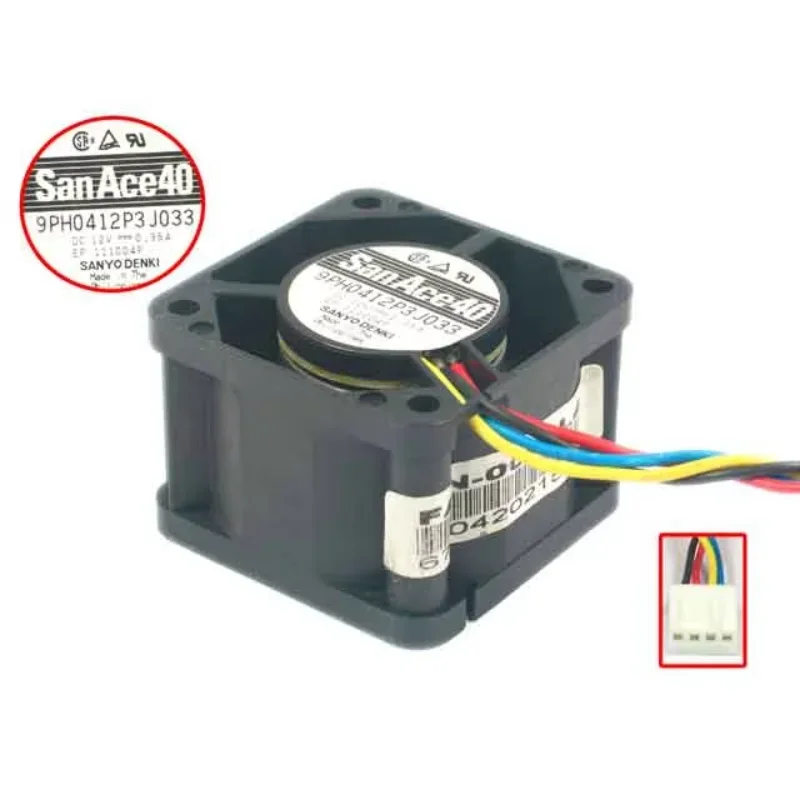 

Sanyo Denki 9PH0412P3J033 DC 12V 0.35A 40x40x28mm 4-Wire Server Cooling Fan