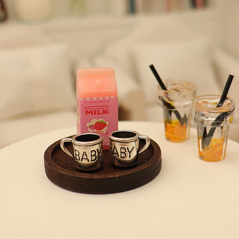 10 pçs casa de bonecas em miniatura simulação liga copo do vintage modelo casa de boneca móveis mini xícara de chá copo de água brinquedo cena adereços