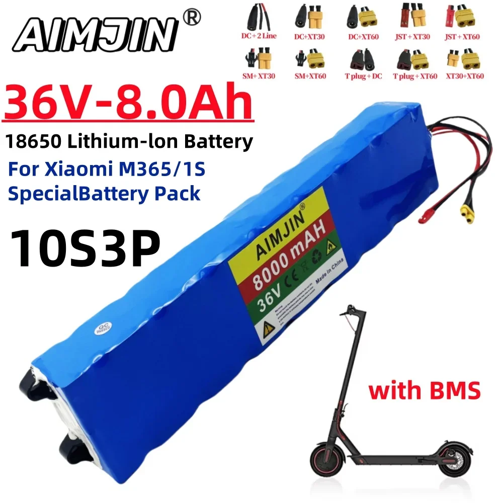 

10S3P 36V 8000mAh Electric Scooter Battery Pack 18650 Lithium For Xiaomi M365/1S Special Battery Pack+ 42V 2A Charger