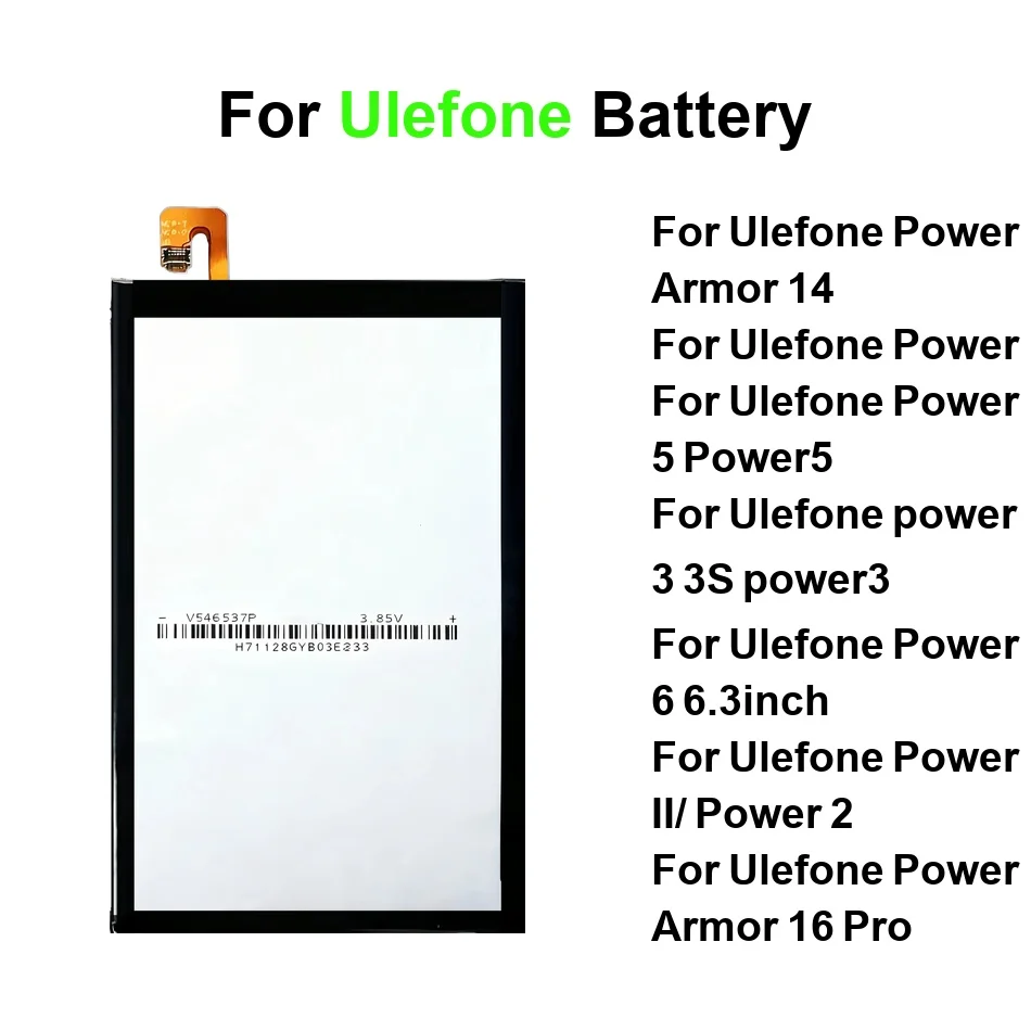 Аккумулятор для мобильного телефона высокой емкости 6050-13000 мАч для Ulefone Power 3S 6.3inch 3 5 6 Armor 14 16 II Pro Аккумулятор для мобильного телефона высокой емкости 6050-13000 мАч для Ulefone Power 3S 6.3inch 3 5 6 Armor 14 16 II Pro