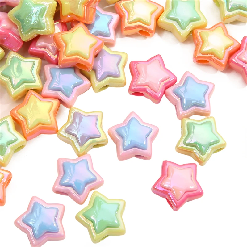 

4/10Pcs 18mm Star Beads UV Pentagram Acrylic Beads For Jewelry Making DIY Bracelet Phone Chain Keychain Handmade Accessories