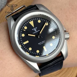 Tandorio NH35 Men's Automatic Dive Watch 3.8 Crown Sapphire Crystal 40mm Mechanical Wristwatch Date Luminous 20BAR Brushed Case