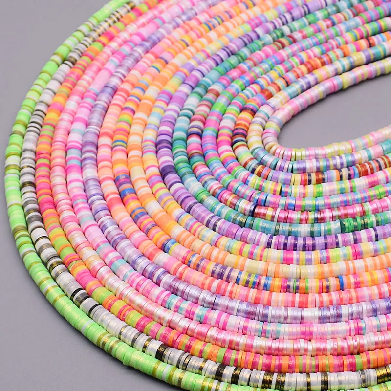 Pearlescent Color 6mm Jewelry Findings Flat Round Polymer Clay Beads Spacer Loose Beads For Jewelry Making Bracelet Accessory