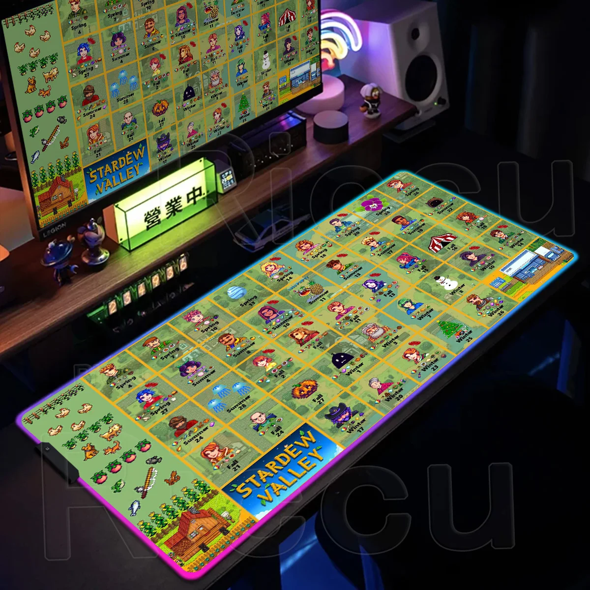 

Xxl RGB Anime Gamer Stardew Valley Mouse Pad Luminous LED Large MousePads Anti-Slip Keyboard Kawaii Gaming Accessories Desk Mats