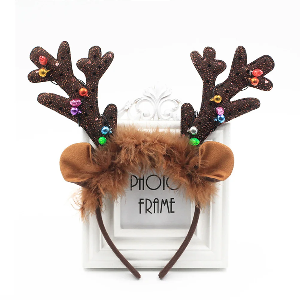 3 Pcs Xmas Luminous Headband Christmas Glowing Hair Clips for Girls Antler Hoop