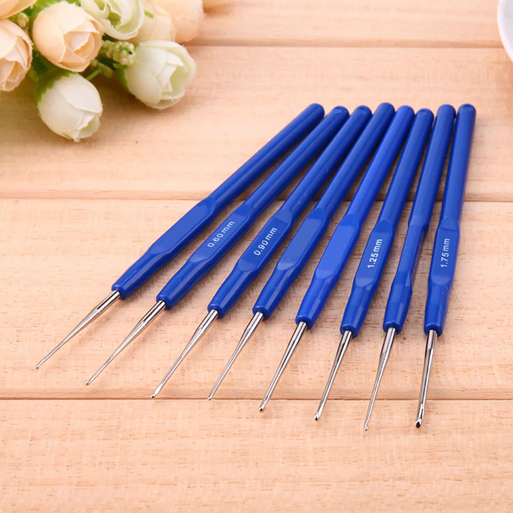 

8Pcs Crochet Needle Set Metal Sewing Needles Tool 0.6-1.75mm Yarn Craft Knitting Needles Sweater Weave Sewing Tool