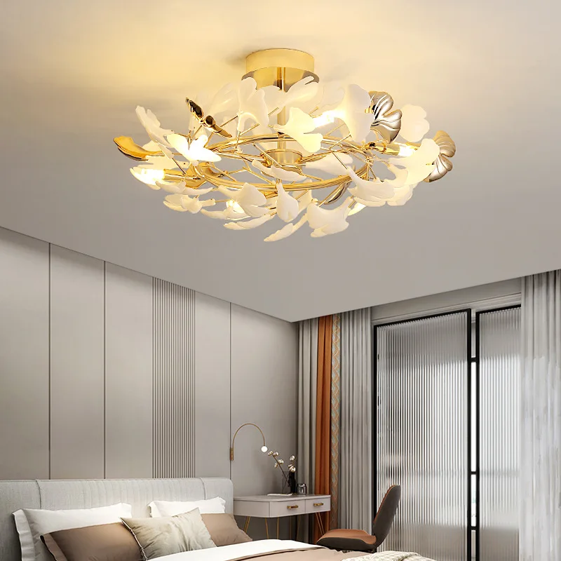 

Modern Luxury Ceiling Light Creative Artistic Ginkgo Leaf Design for Living Room Dining Room Bedroom Decorative Lighting