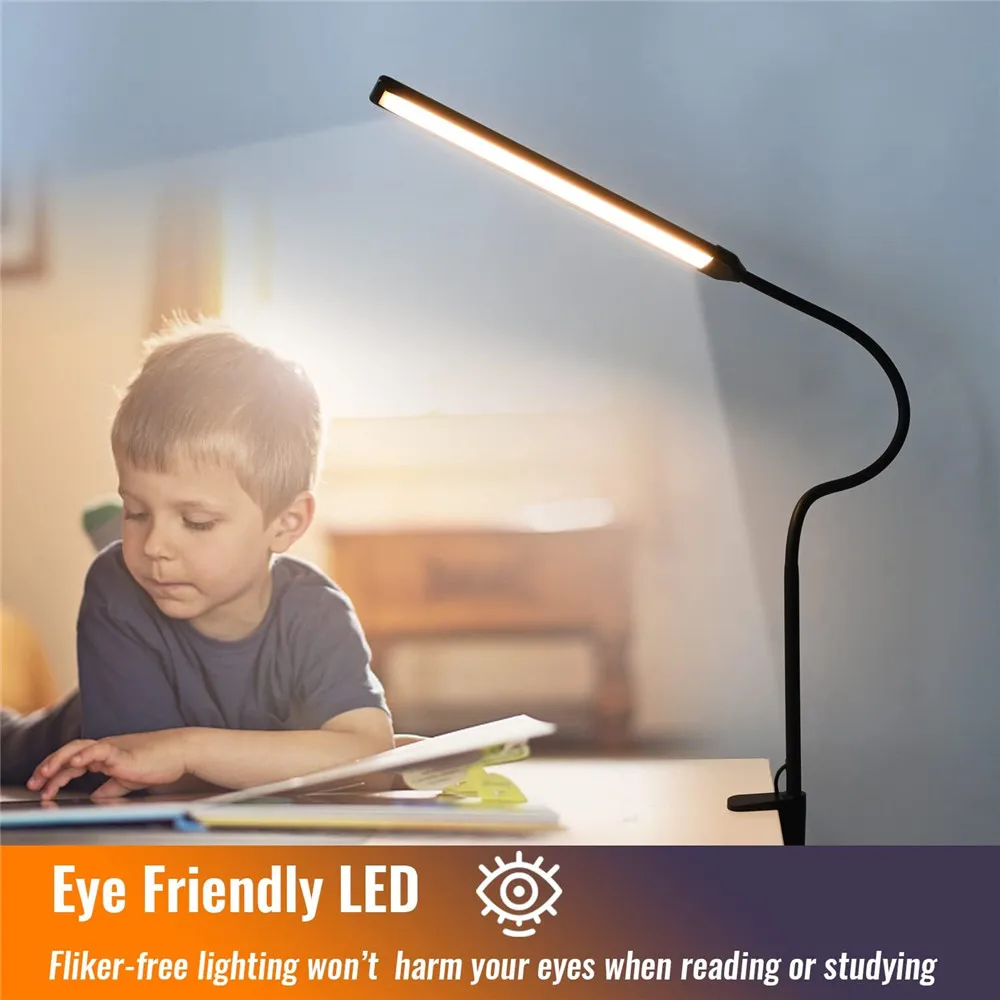مصباح مكتب LED برأس مزدوج، مصابيح مهام مهندس معماري مع مشبك، مصباح مكتب LED قابل للتعديل ومشبك مرن معقوفة