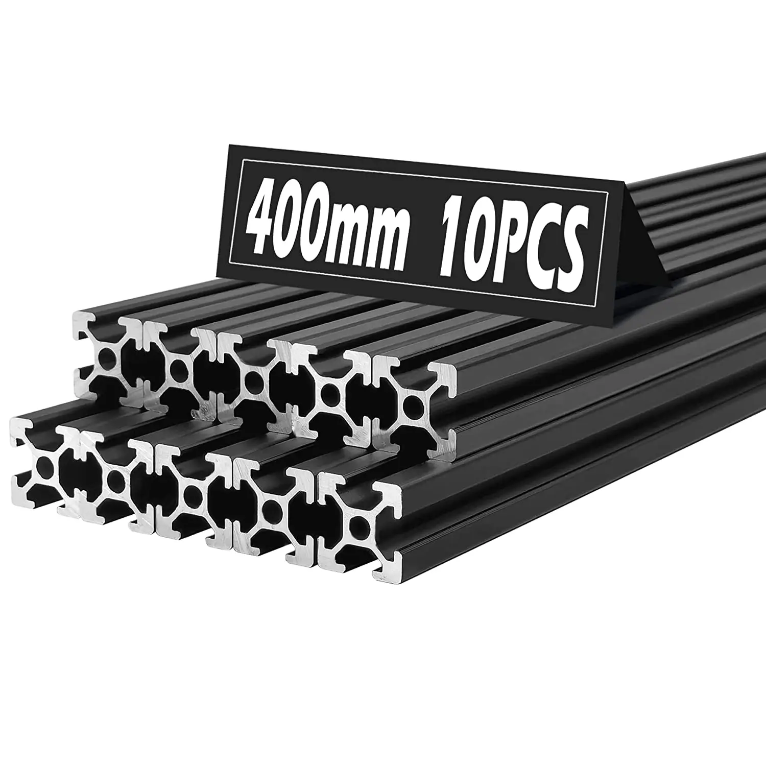 

10 Pack 2020 T Slot Aluminum Extrusion European Standard Anodized Linear Rail for 3D Printer CNC DIY Silver Black 400mm/15.75"