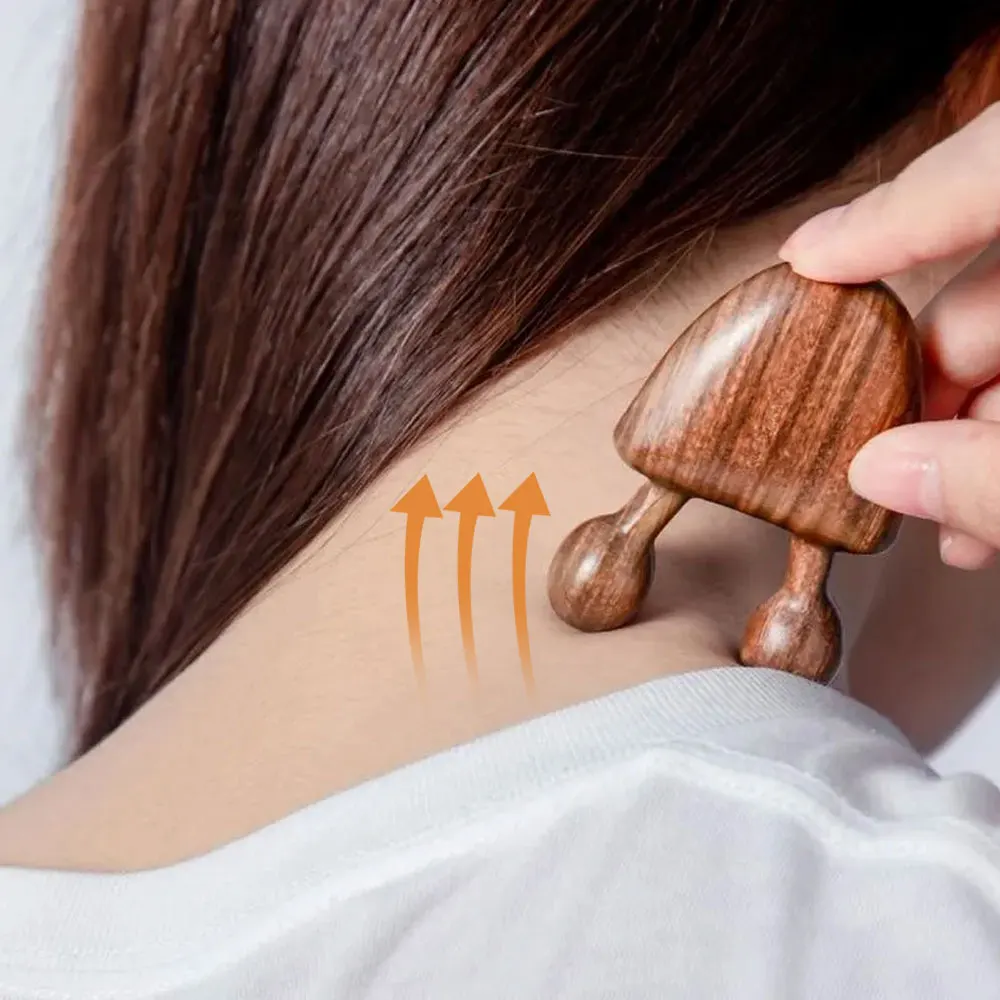 

1pc Facial Massage Comb Wooden Handle Piece Sandalwood Nose Eye Massage Small Snail Comb Blood Circulation Gua Sha Tool