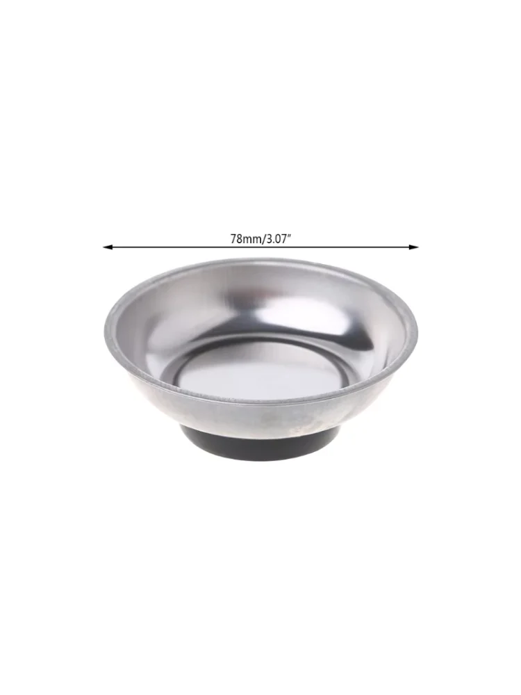 Round Magnetic Parts Tray Bowl Dish Stainless Steel Garage Holder Tool