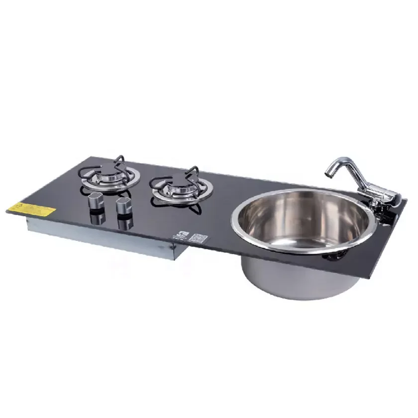 High Quality Portable RV Caravan Sink Double Burner Gas All In One Stove For Camping