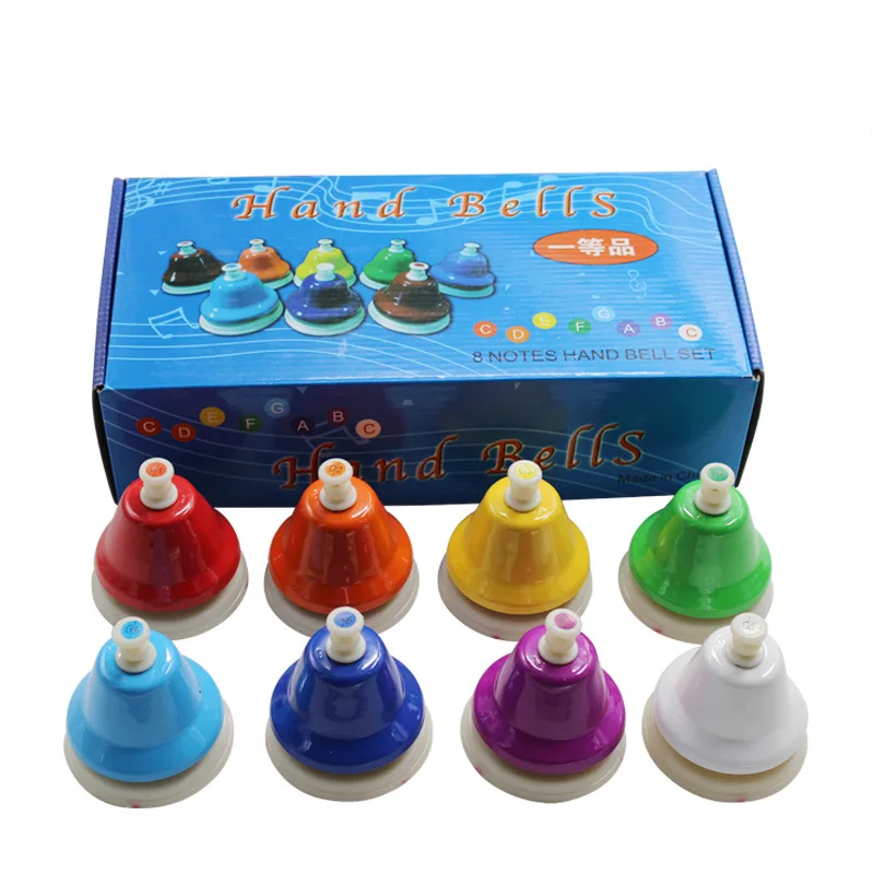 Orff Musical Instrument Set Handbell Colorful 8-Note Hand Bell Child Music Toy Baby Early Education Beautiful Christmas Gift