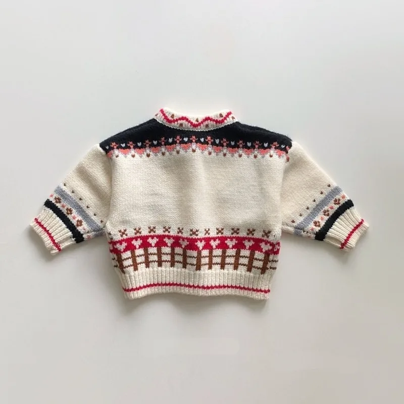 HoneyCherry Autumn Boys and Girls Cotton Soft Fashion Cartoon Cardigan Cute Knitted Cardigan Sweater Coat Baby Sweater