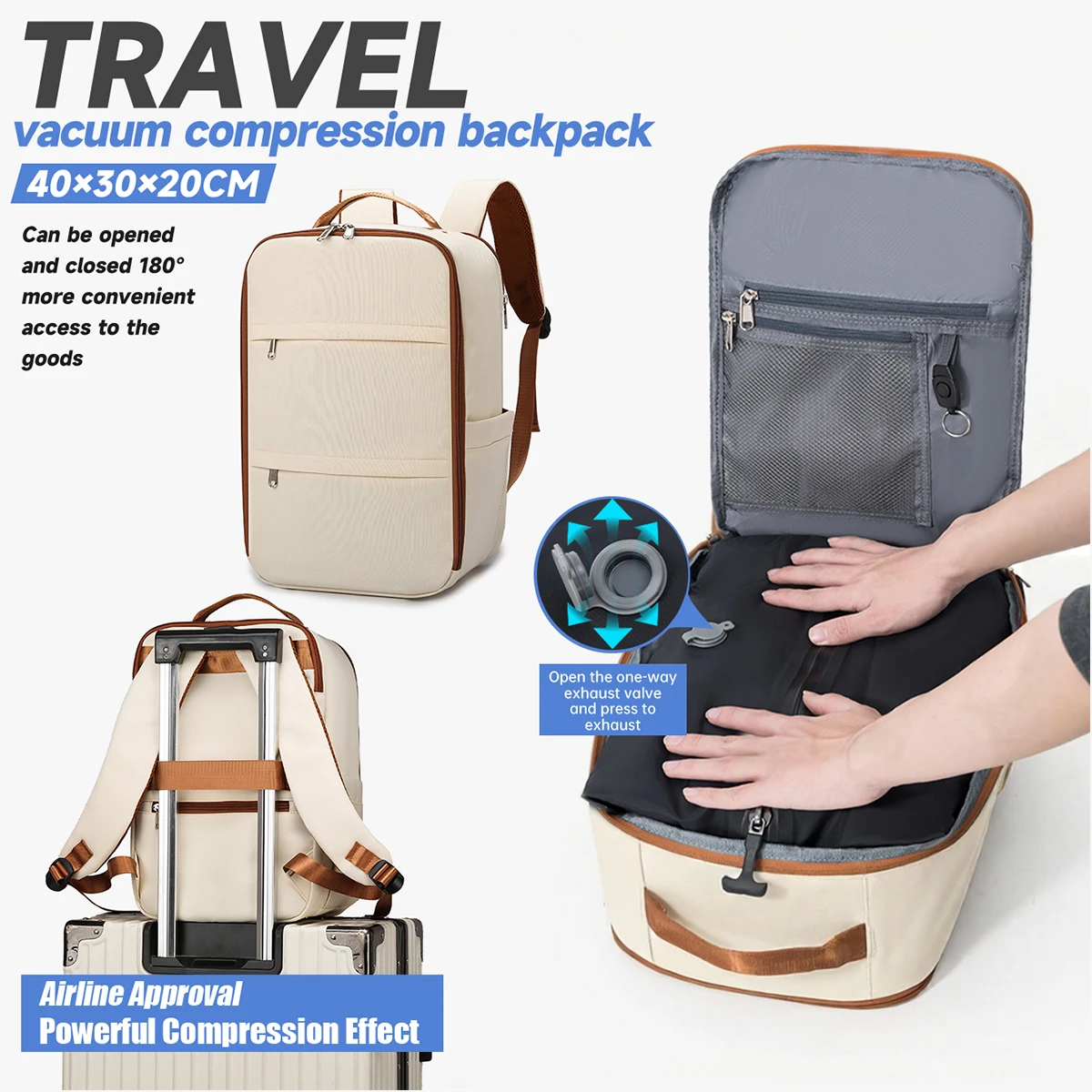 

Low-Cost Airline Backpack Luggage Bag Carry-On Bag Men's Business Computer Travel Backpack Women's Vacuum Compressible