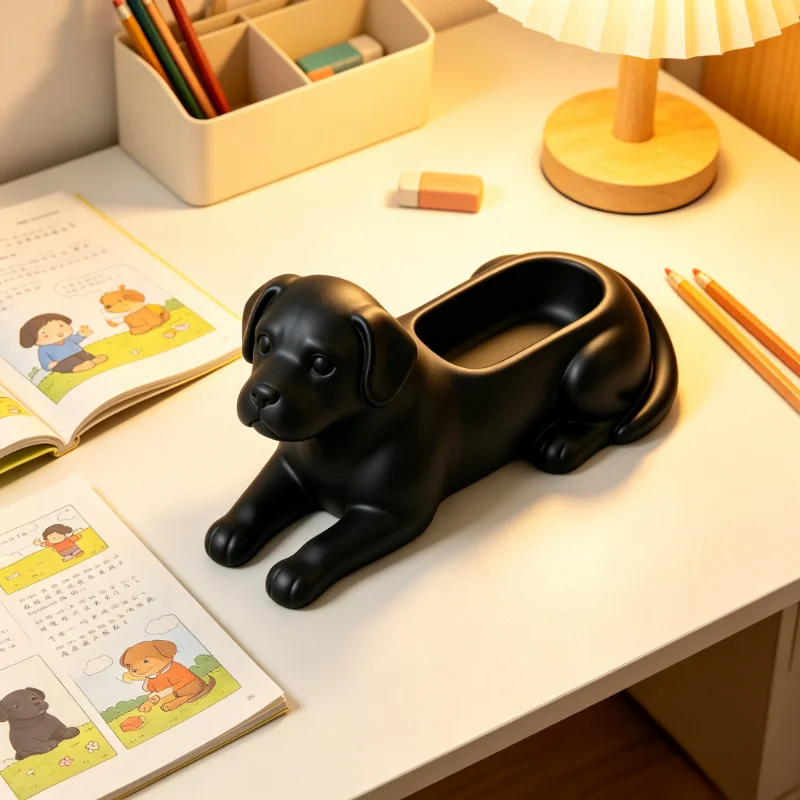 Cute Labrador Puppy Storage Tray, Paper Clip Holders Mini Dog Figurine Multifunctional Desktop Organizer Decorative Key Jewelry