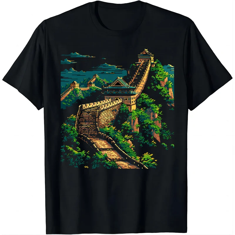 Great Wall Of China Pattern T-Shirt For Men Colorful 3D Printed Tees Summer Casual Short Sleeve O-Neck Tops Unisex T Shirts