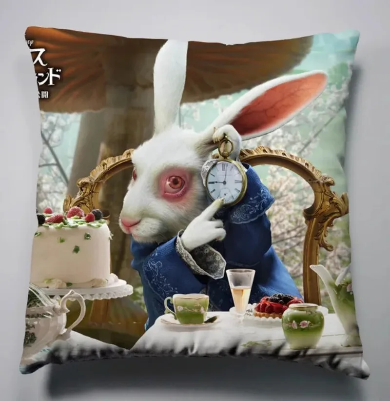 Alice In Wonderland Cartoon Soft Polyester Pillowcases Bedroom Home Office Hotel Pillowcases Personalized Wedding Gift 45x45cm .