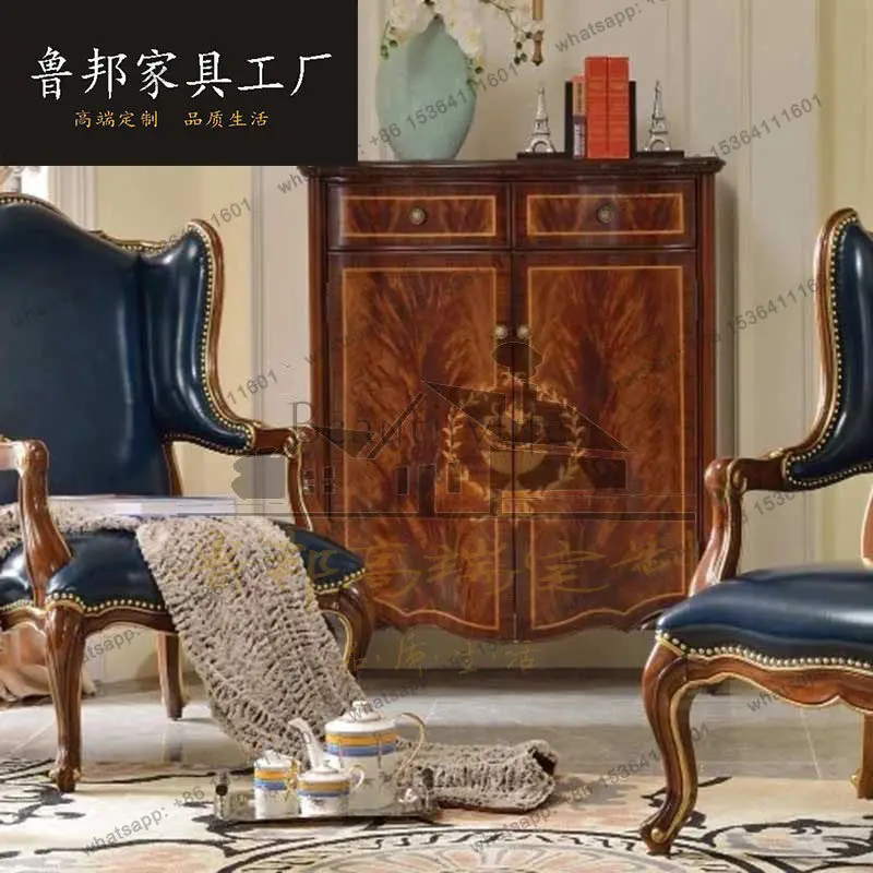 British neoclassical solid wood furniture parquet European-style villa entrance cabinet