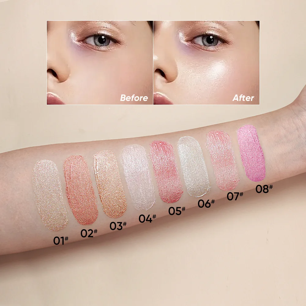 Rozświetlacz w płynie Niestandardowe logo Bronzer do twarzy Konturowanie ciała Shimmer Mineralny brokat Cień do powiek Róż w kremie Makijaż Hurtownia