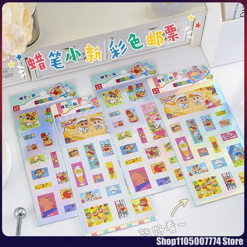 4pcs Kawaii Crayon Shin-Chan Stamp Stickers Sakura Creative Diy Phone Case Camera Decoration Children'S Reward Toy