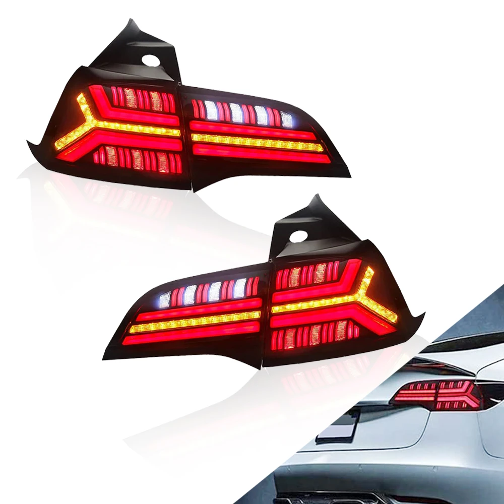 Tail Lights For Tesla Model 3 Model Y  2017-2020 TT-ABC LED DRL Modified Lamp Car Light Assembly Free Shipping