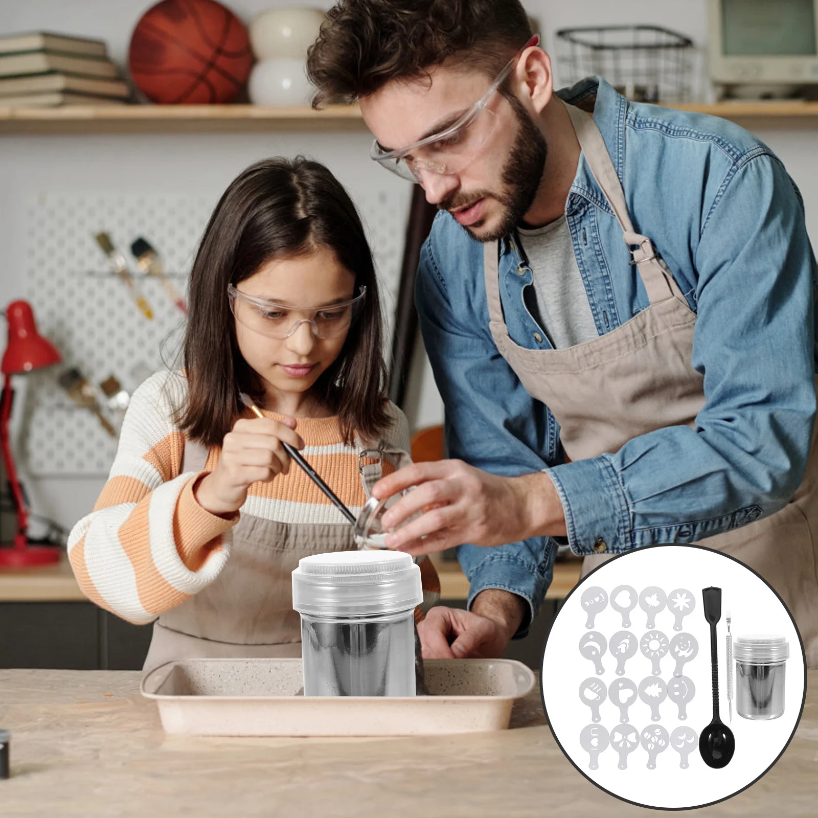 

16 Pieces Coffee Stencil Set Powder Shaker Measuring Spoon Latte Art Tools Cappuccino Templates Stainless Steel Molds Cake Decor