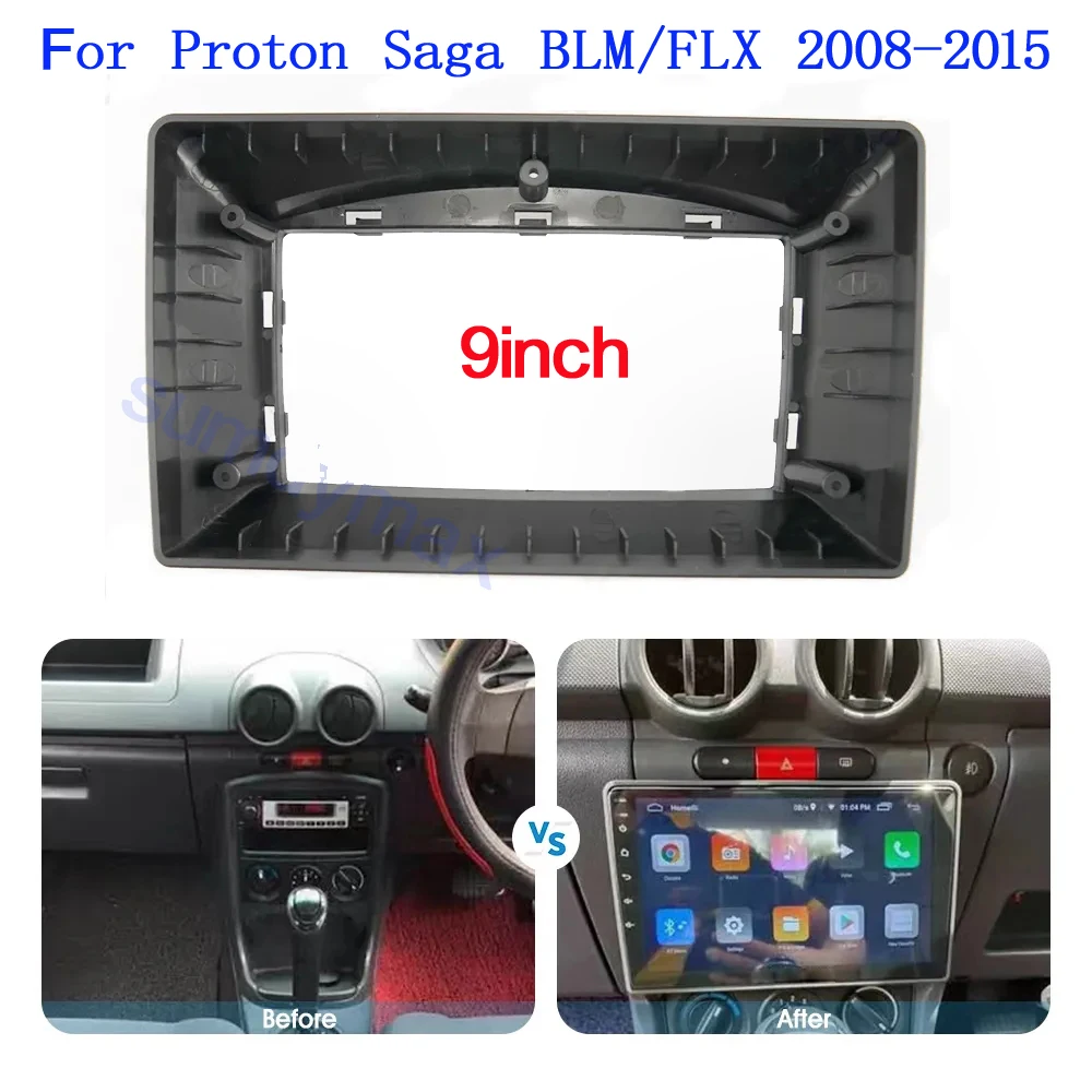 

9 Inch Double Din Car Radio Fascia Adapter For Proton Saga BLM FLX 2008-2015 Frame Dash Install Panel Trim Refitting Kit