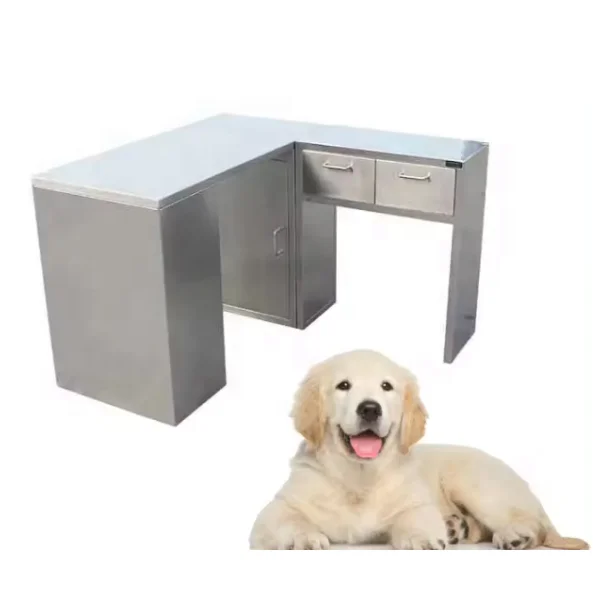 

USMILEPET Stainless Steel Veterinary Medical Equipment Corner Diagnostic Treatment Table For Pet Hospitals