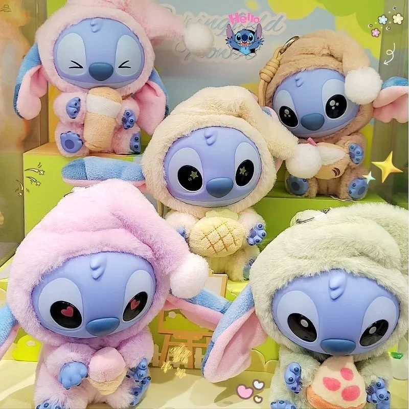 Heet speelgoed! Disney Stitch Eat Something Before Sleep Series Blind Box Speelgoed Vinyl Pluche Pop Mystery Box Tas Hanger Kerstcadeau