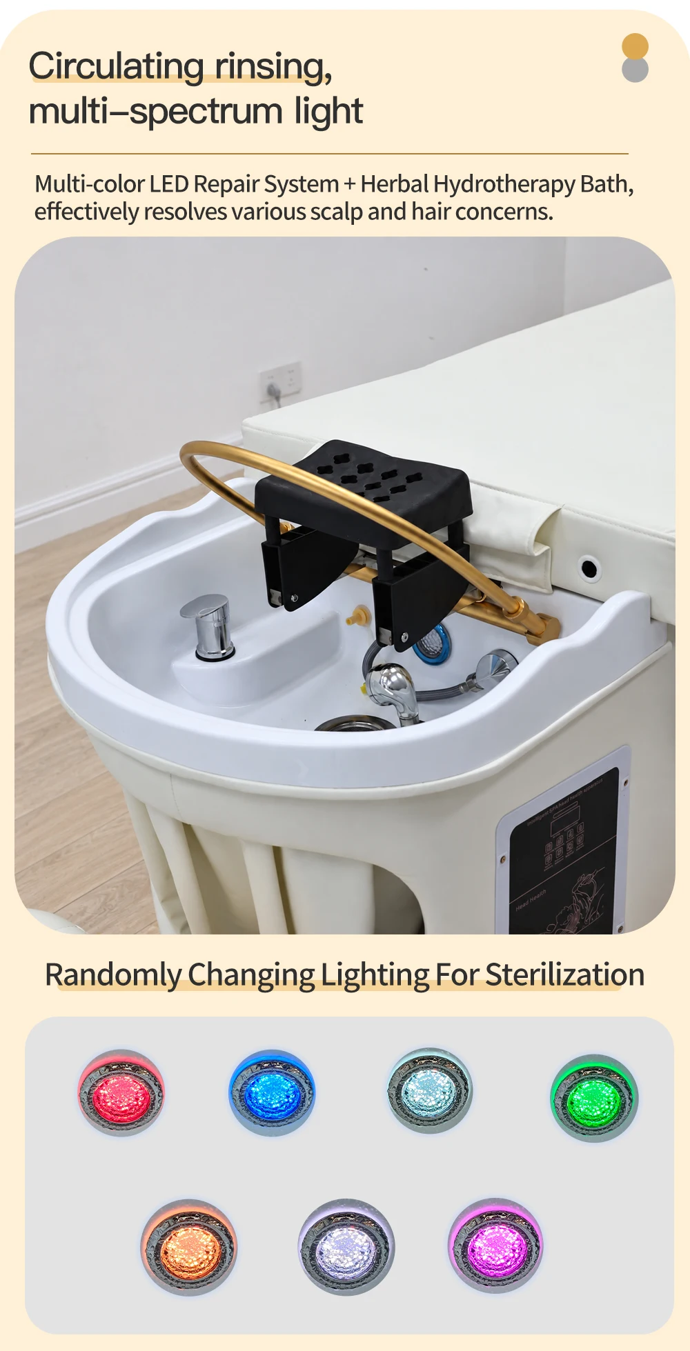 Fabrik-Großhandel Maßanfertigung Shampoo-Liege mit Elektrischer Rückenlift-Funktion Massagetisch Friseursalon-Möbel Neuestes Design – Detail 7