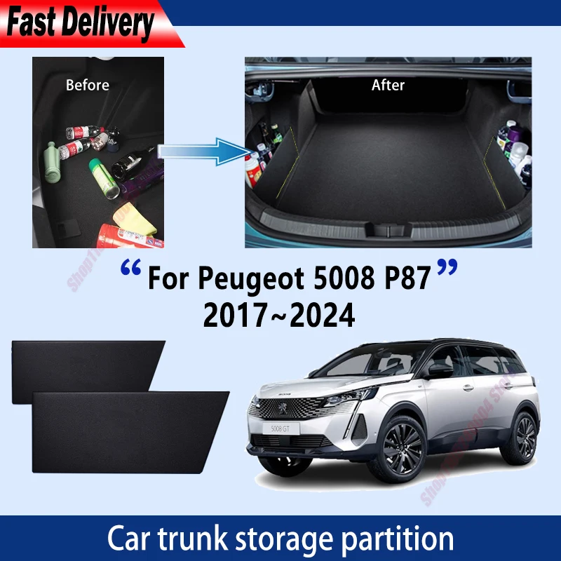 For Peugeot 5008 2017-2024 Thickening Trunk Storage Partition Multifunction Storage Auto Interior Parts Organizer