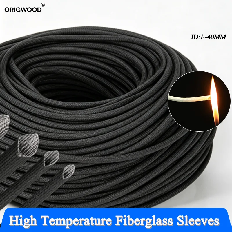 600 Deg.C Braided Fiberglass Sleeve High Temperature Resistant Chemical Glass Fiber Tube Fiberglass Sleeving Diameter1mm ~ 50mm