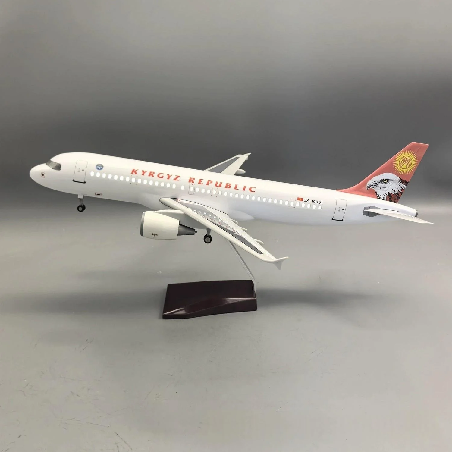 47cm Large Scale Kyrgyz Republic Air A320 Diecast Airplane Model Kit with Landing Gear Wheel For Display Collection or Gift