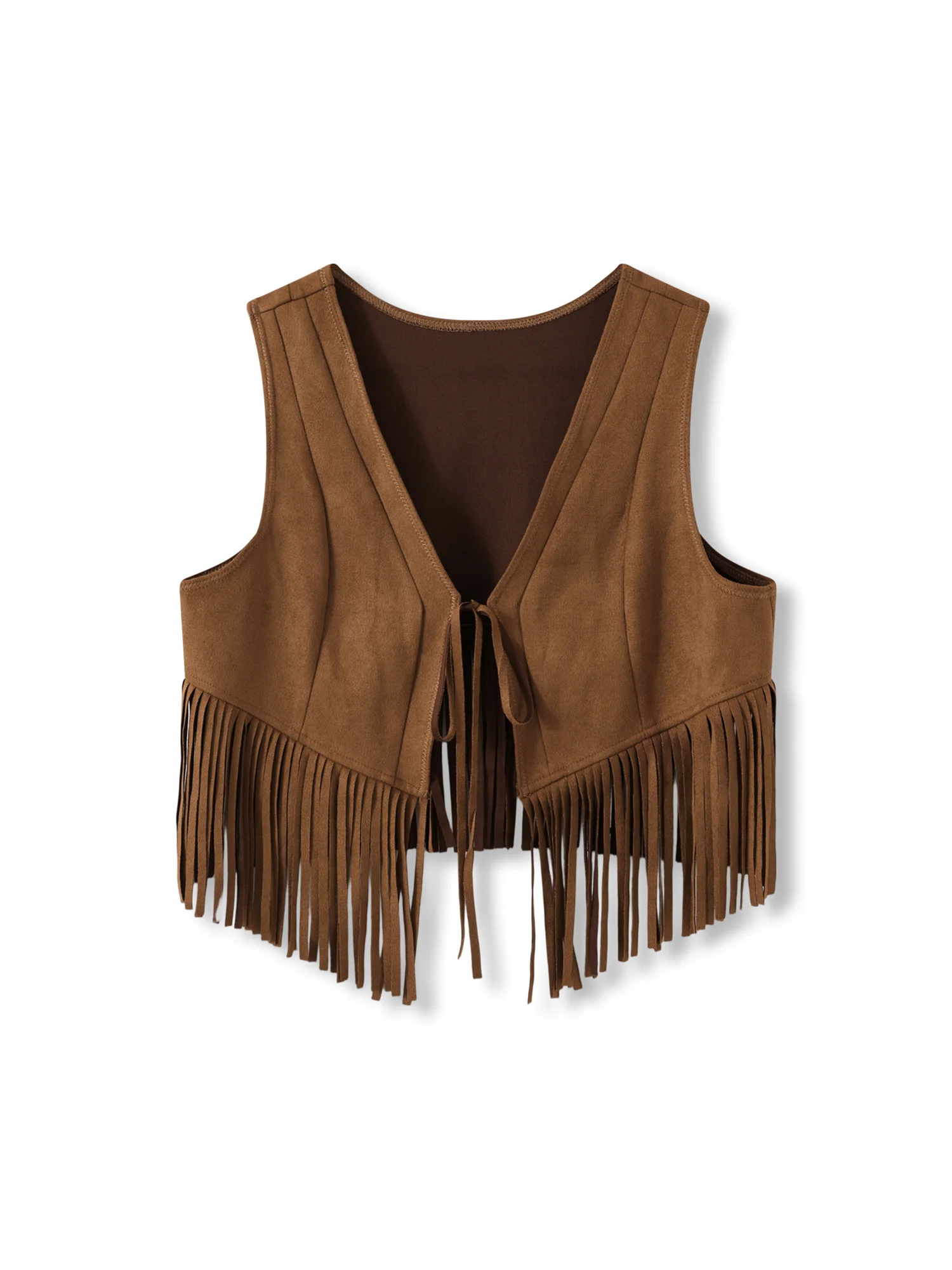 Women s Plus Size Tassel Crop Jacket Vintage Sleeveless Open Front Western Vest for Dating Photography
