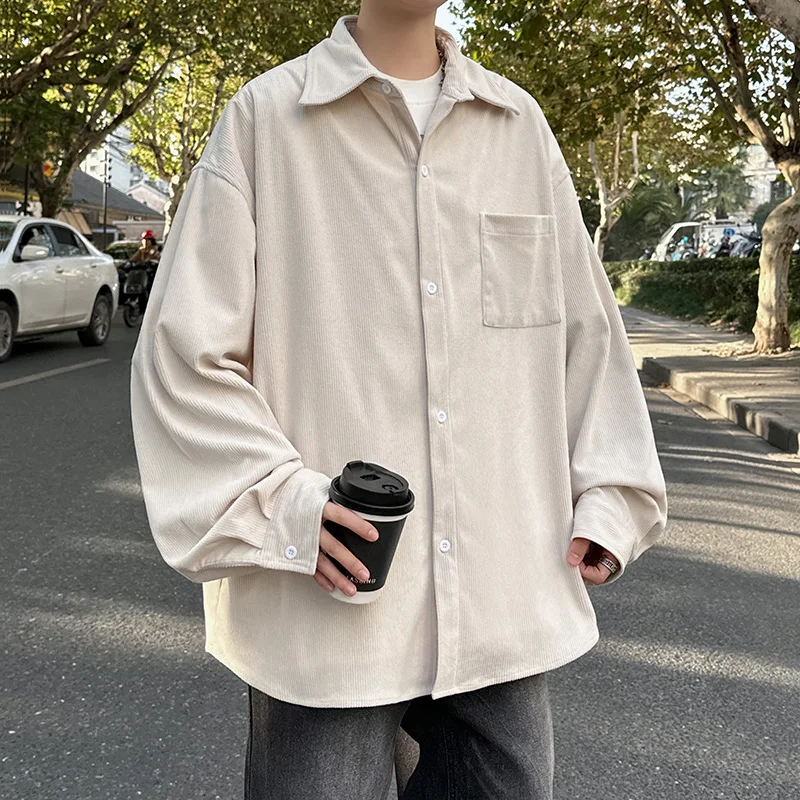 

Осень-зима 2022, новая мужская повседневная вельветовая рубашка с длинным рукавом, свободная посадка с квадратным воротником, классическая мода, модный комфорт на открытом воздухе