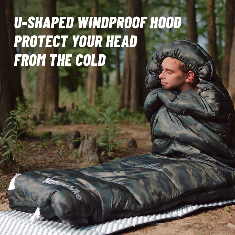 Naturehike Camouflage Sleeping Bag Outdoor Camping Cotton Sleeping Bag Portable Winter Warm Sleeping Bags Traveling Hiking