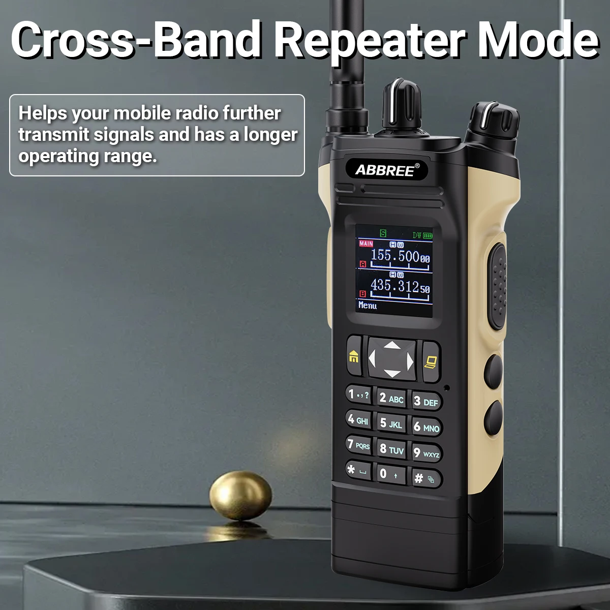 ABBREE AR-8000 Walkie Talkie Long Range Dual Speaker Display 12W Air Band Wireless Copy Frequency Type-c Handheld Two Way Radio