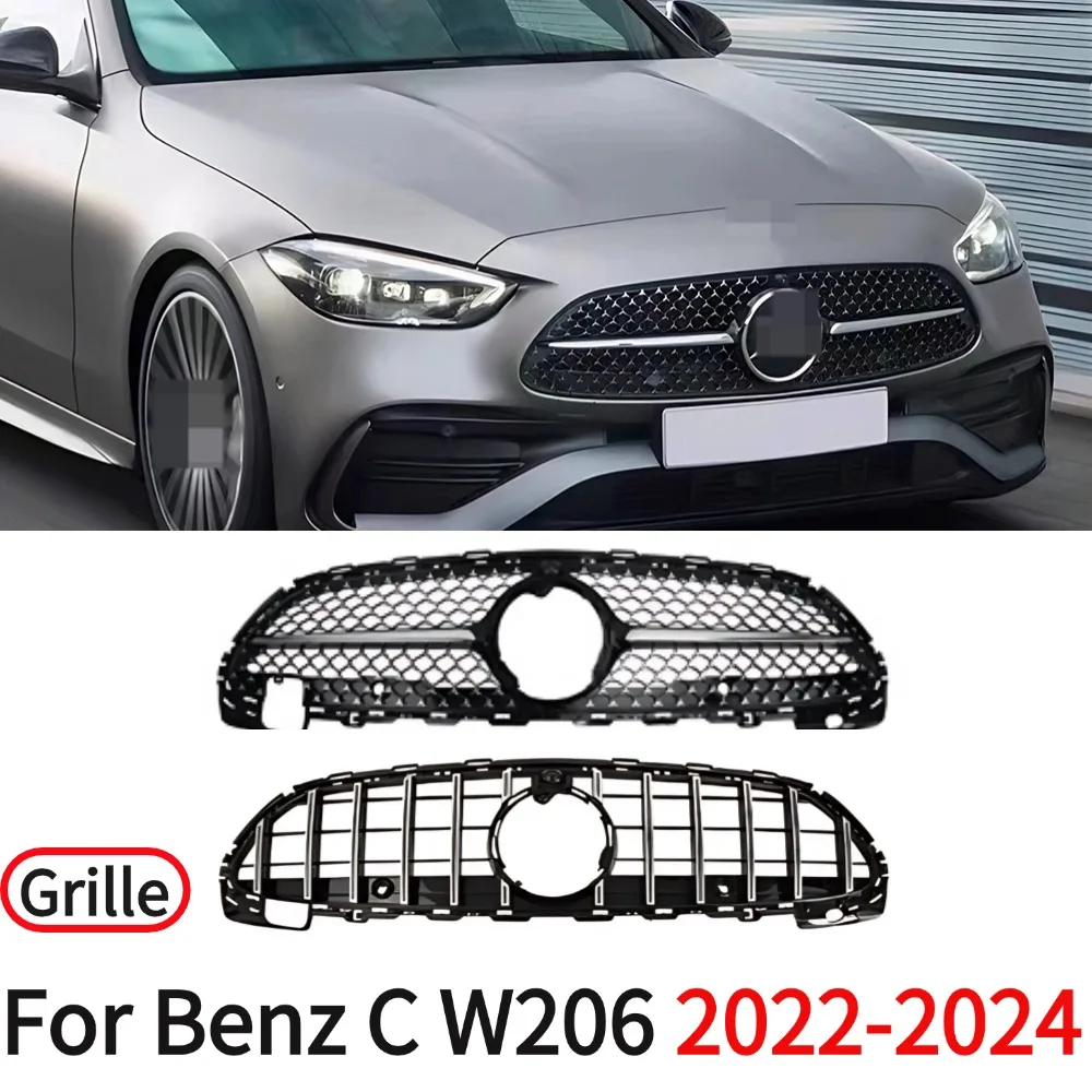 

Передний бампер, решетка радиатора, впускная решетка, средняя сетка, тюнинг для Mercedes Benz C W206 2022 2023 2024 C260 C300 C350