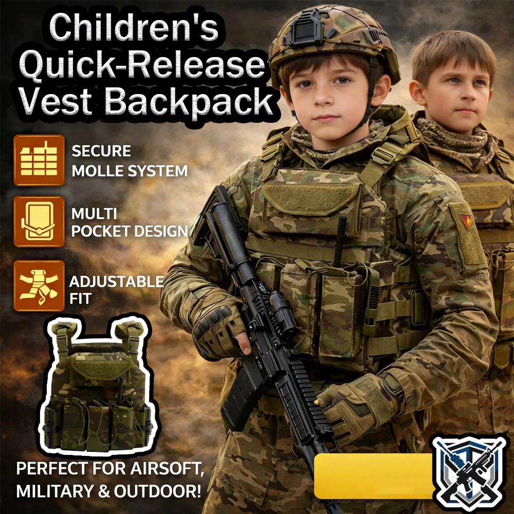 

Child Tactical Chest Rig Molle Vest Multi Pouch Combat Chest Pack for Airsoft Paintball Hunting Game Dress Up